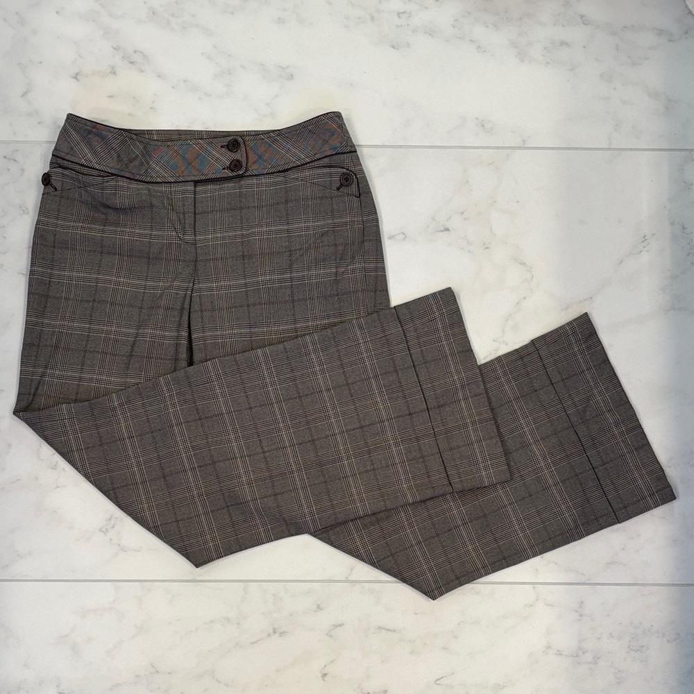 Y2K LOFT Gray Plaid Low Rise Wide Leg Trousers sz6